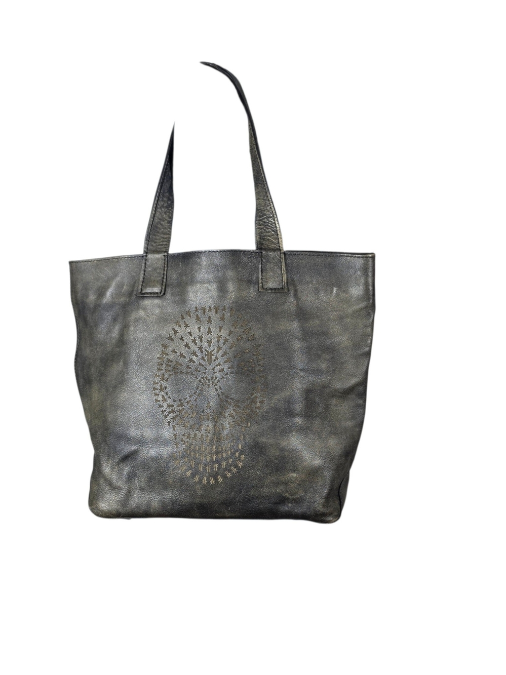 FRYE LOGO SKULL LEATHER TOTE